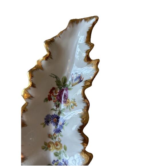 Vintage Limoges Couleuvre Leaf Plates Paris Porcelain France Floral Design Gold - Picture 3 of 5